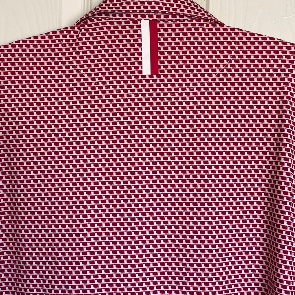 Rhoback Performance Polo Shirt Oklahoma Print OU Sooners Stretch Golf Maroon M - Picture 4 of 9